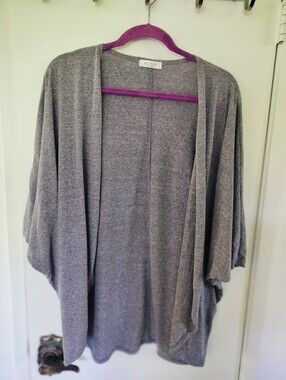 BLUMIN Heather Gray Open Front Kimono Slouchy Cocoon Batwing OS